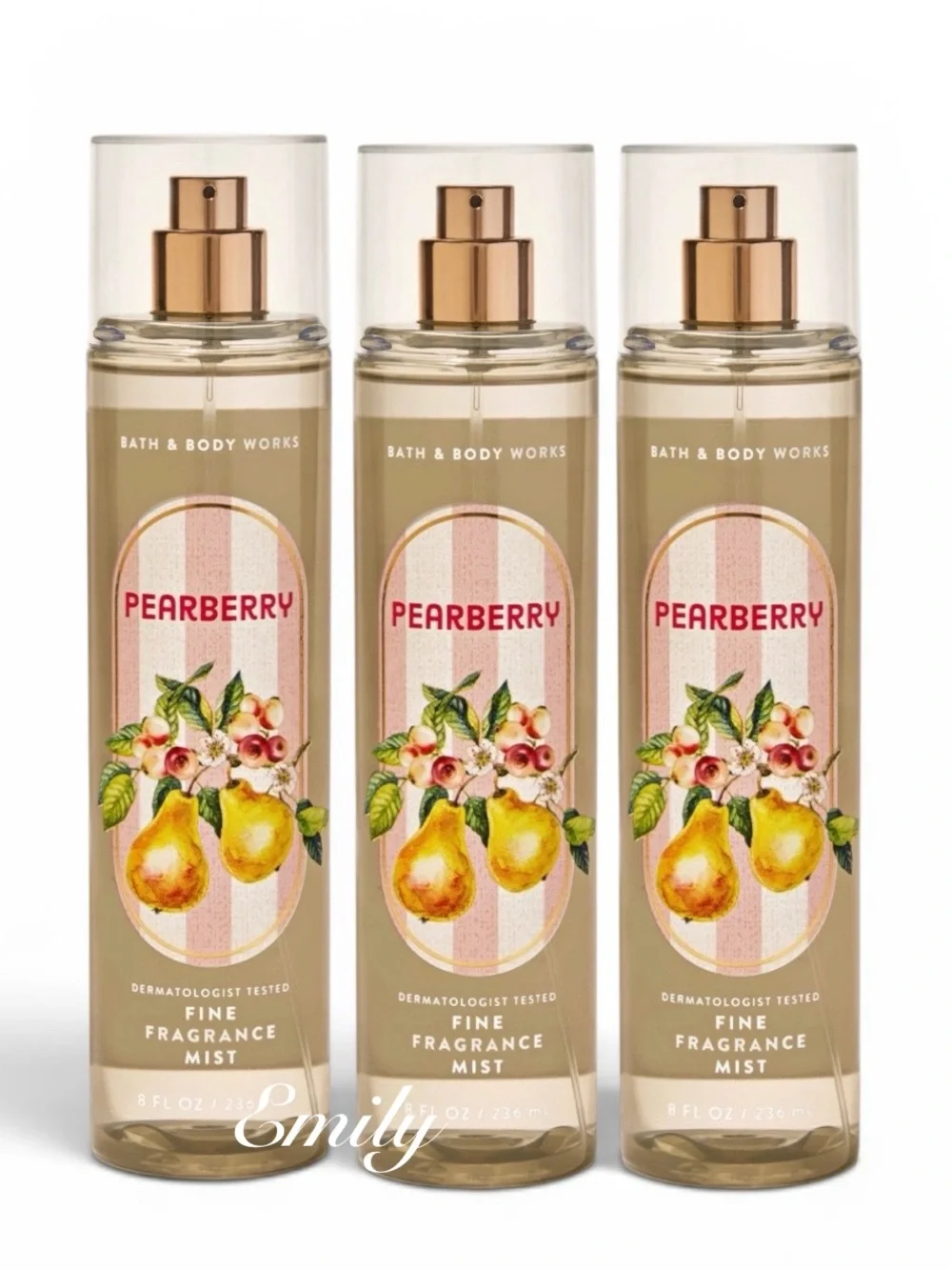 3X Bath & Body Works PEARBERRY Fine Fragrance Mist Spray Collection Set Bundle